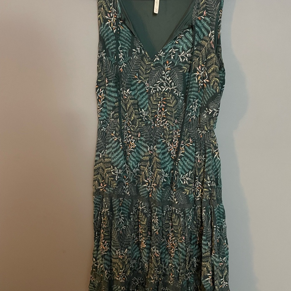 LC Lauren Conrad Teal Patterned Midi Dress